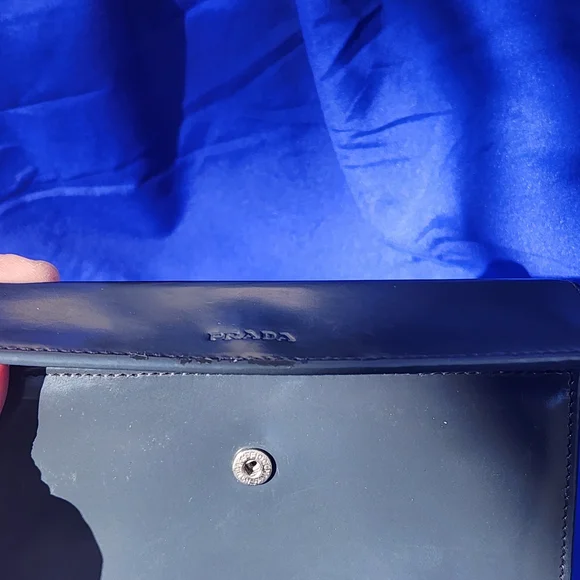 Prada Vintage Slate Gray Patent Leather Envelope Wallet - Picture 3 of 14